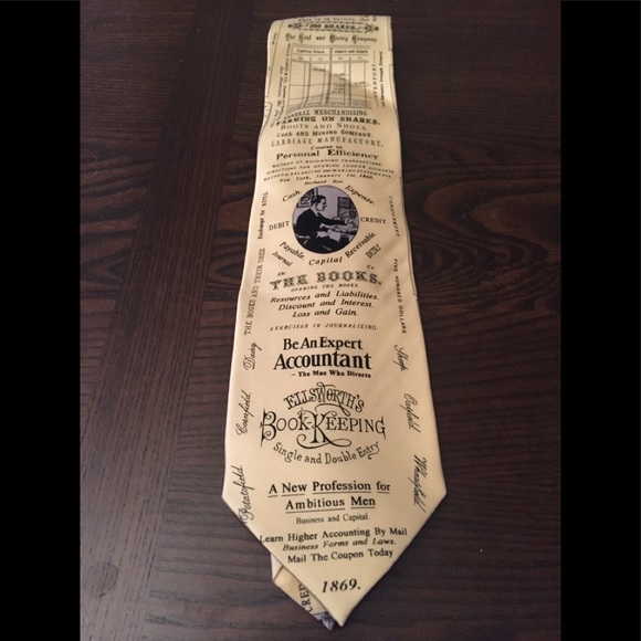 Museum Artifacts Other - NWT 100% Silk Accountant Tie- Yellow/Gold